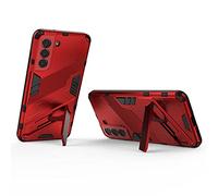 GOKEN Cover per Samsung Galaxy S21 Fe 5G, Silicone TPU/PC Dual Layer Hybrid Armor Custodia con Supporto Verticale e Orizzontale，Antiurto Protezione Shell, Rosso