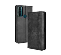 GOKEN Cover per TCL 20 SE, Custodia Folio in Pelle Flip Wallet Libro Case con Portafoglio, Premium PU/TPU Magnetica Cover con Supporto di Stand/Carte Slot (Nero)