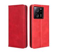 GOKEN Cover per Xiaomi 13T / Xiaomi 13T PRO, Custodia Folio in Pelle Flip Wallet Libro Case con Portafoglio, Premium PU/TPU Magnetica Cover con Supporto di Stand/Carte Slot (Rosso)