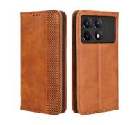 GOKEN Cover per Xiaomi Poco X6 PRO, Custodia Folio in Pelle Flip Wallet Libro Case con Portafoglio, Premium PU/TPU Magnetica Cover con Supporto di Stand/Carte Slot (Marrone)