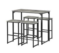 GOKHOMX Set Tavolo Alto da Bar Con 4 Sgabelli - Tavolo da Pranzo e Sedie Salvaspazio per Angolo Bar, Cucina, Casa, Taverna - Grigio