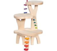 goki 51434 - Casetta giocattolo in legno a 3 livelli, 28,5 × 42,3 × 25 cm, compatibile con bambole pieghevoli di tigre in legno