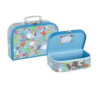 goki 51444 - Set di 2 valigie Love and Peace, robuste valigie in design retrò