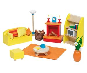 GoKi 51904 Wooden Doll's House Living Room, 34 pieces