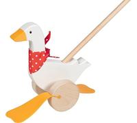 goki 54860 Gans Bertha, ausilio per camminare in legno, giocattolo motorio, 22 cm, a partire da 1 anno, colore: bianco