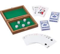 goki 56308 - Scatola per Carte da Gioco con 106 Carte e 5 Dadi, Set da Gioco per Bambini, Carte da Gioco e Dadi in Scatola di Legno, Set da 112 Pezzi, a Partire dai 7 Anni in su