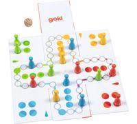 GOKI 56638 Ludo XXL en un cubo desplegable Games table, Multicolored, One size