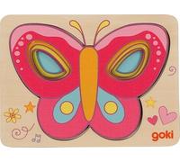 goki 57305 - Puzzle a 5 strati di legno a forma di farfalla per i più piccoli