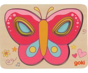 goki 57305 - Puzzle a Strati Farfalla - Puzzle a 5 Strati per Bambini in Legno