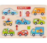 GOKI 57341 Gasolinera, encaje Wooden Puzzles, Multicolored, One size