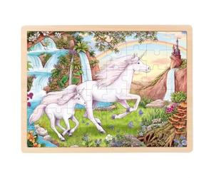 goki 57366 Lace Unicorn Wooden Puzzles, Colourful