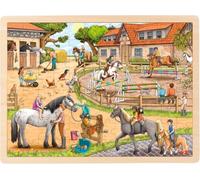 goki 57367 - Puzzle da Inserire Reiterhof - 96 Pezzi in Legno - per Bambini dai 3 Anni in su