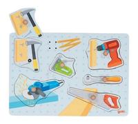 goki 57368 - Steckpuzzle Werkzeuge, Klangpuzzle mit Werkzeugsounds - 6 Teile - S