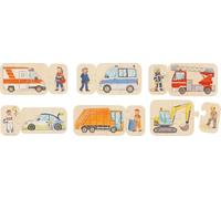 goki 57373 - Puzzle Veicoli - 24 Pezzi robusti in Legno - assemblare Correttamente Veicoli e Professioni