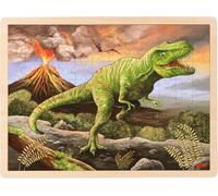 goki 57389 T-Rex puzzle in legno, puzzle in legno, con dinosauro e vulcano, giocattolo educativo e puzzle per bambini, promuove l'immaginazione e le capacità motorie dei bambini, 40 cm x 30 cm, set da