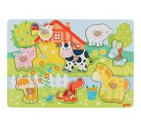 goki 57392 Wooden Puzzle Farm Animals 30 x 21 x 2.4 cm 8 Pieces