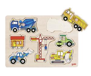 Goki 57593 Lift Out Puzzle, Building Site Vehicles, Mixed