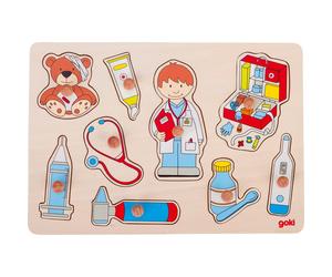 GOKI 57748 Lift-Out Puzzle, at The Doctor's, Multicoloured