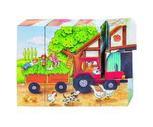 GOKI 57839 Seasons on The Farm Cube Puzzle, Mixed