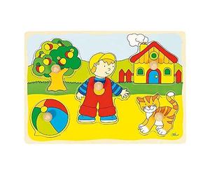 Goki 57858 - Puzzle a Incastro con Bimbo, Pallone e Gatto