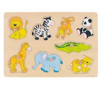 Goki 57874 Zoo Animals, Lift-Out Puzzle, Mixed