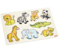 Goki 57874 Zoo Animals, Lift-Out Puzzle, Mixed
