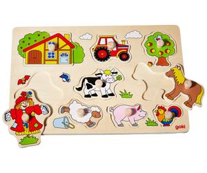 Goki 57995 Farm Vi, Lift-Out Puzzle, Multicolor
