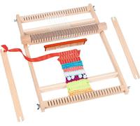 goki 58288 - Cornice per la scuola 25 cm, grande cornice in legno con pettine e 2 navi tessute intrecciate e intrecciate, con istruzioni passo-passo