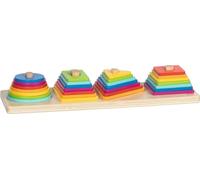 goki 58301 Gioco di assortimento piramidi a Colori - Giocattoli educativi e Colori in Legno, Gioco di abilità motorie a Partire dai 2 Anni con 28 Elementi