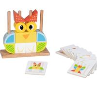 goki 58331 - Gioco Vario con 12 cartoncini in Legno, promuove la creatività e la coordinazione Occhio-Mano, Giocattolo motorio con Diverse Forme, 16 cm x 6 cm x 15 cm, Set da 29, a Partire da 2 Anni