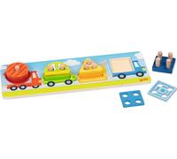 goki 58348 - Gioco di formensore per Bambini in Legno, Gioco educativo per la promozione delle abilità motorie, apprendimento giocoso di Forme e Colori, impilabile e mappatura, 30 cm x 10 cm, Set da