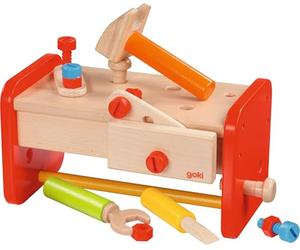 Goki 58871 - Banco da Lavoro con Box Porta Attrezzi, 15 Pezzi