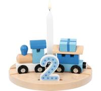 goki 60668 - Treno di Compleanno Oslo in Legno, per Tavolo Decorativo di Compleanno con Numeri 1 2 3 4 5 6, in Blu per Ragazzi, Decorazione Perfetta per Feste di Compleanno dei Bambini, 16 cm x 12 cm
