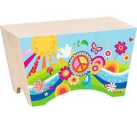 goki 61867 - Cajon prato floreale - goki66 - Cajon per bambini in legno per tamburo, strumento ritmico