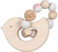 goki baby 65336 - Pinza in legno a forma di uccello per bambini - Made in Germany, rosa, ragazza, giocattolo naturale per le abilità motorie per promuovere il riflesso di presa, dalla nascita