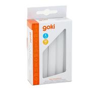 goki Candele di compleanno bianche 10 pezzi, diametro 1,3 cm per treno di compleanno e anelli Grimm's a spirale, non profumate