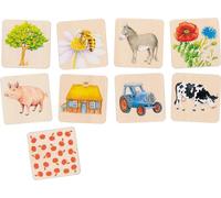 goki 56300 - Gioco di memo in legno, giochi ricordo classici per tutta la famiglia, coppie di trovare, promuove la memoria e la percezione visiva, scatola in legno da conservare, set da 32, a partire