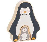 goki 57333 Puzzle in legno con pinguino, giocattolo educativo, promuove la creatività, abilità, la concentrazione e la fantasia, set da 2 pezzi, a partire da 1 anno, grigio