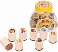 Goki - Goki Houten Stempelset Bosdieren 9dlg. NUOVO