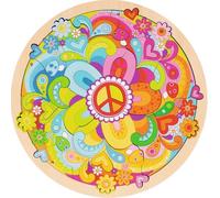 goki Goki66 57303 - Puzzle rotondo per bambini, 34 pezzi, in legno, con motivi floreali colorati e grandi pezzi, diametro 29,5 cm
