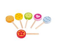 goki- Houten Lolly's, 6 Pezzi, Multicolore, Small, 51554
