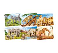 Goki - Mini Puzzle African Animals Wooden Puzzles, Multi-Colour (57419)