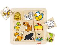 GOKI puzzle a incastro in legno Chi vive dove?, 9 pezzi