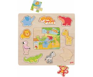 goki puzzle in legno + Puzzle animali dello zoo 1 St