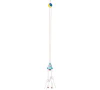 goki- Razzo da Arrampicata per Volare Legno, Giocattolo educativo e motorio per Bambini entusiasti dello Spazio, da Tirare sulle Corde per Volo Verso la Luna, 115 cm, a Partire da 2 Anni, 53776