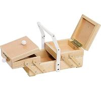 Goki- Scatola da Cucito con Manico Bianco Beech Panchine con Martello per Bambini, Colore Marrone, 58415
