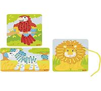 Goki - Set di infilare, Pappagallo, Leon, Zebra Tavolo, Colore (Multicolore) (58686)