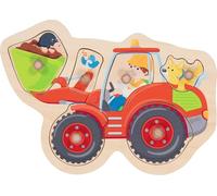 goki- Veicoli Puzzle da afferrare con Simpatici scavatori e Animali, promuove Le abilità motorie e la coordinazione Occhio-Mano, Set da 6, 28 cm x 19 cm, a Partire da 1 Anno, 28x19cm, 57345