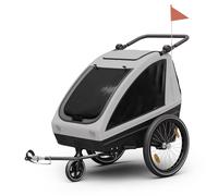 GoKiddo - Rimorchio per bicicletta/buggy pieghevole con freni integrati, regolabile, per 2 bambini
