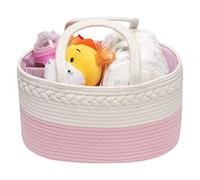 Goklmn Contenitore per pannolini, multifunzionale per pannolini, portatile, con scomparto rimovibile in tessuto con manici lunghi, regalo per la doccia del neonato, grigio rosa